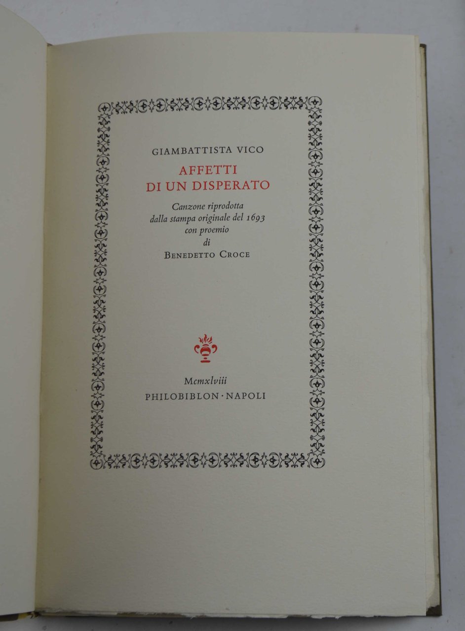 Affetti di un disperato. Canzone riprodotta dalla stampa originale del …