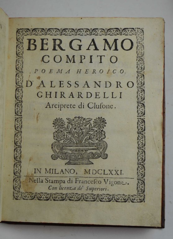 Bergamo compito. Poema heroico…