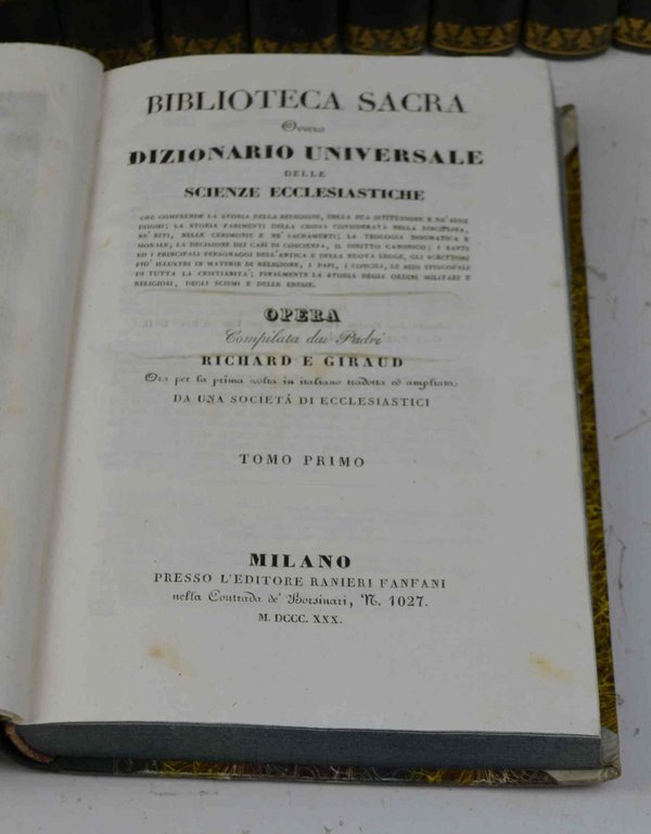 Biblioteca sacra ovvero dizionario universale delle scienze ecclesiastiche... Per la …