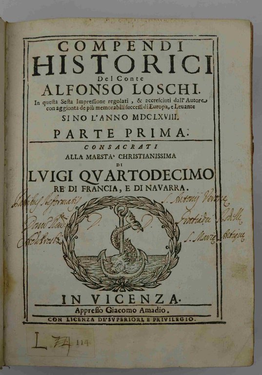 Compendi historici... in questa sesta impressione regolati, et accresciuti dall'Autore …