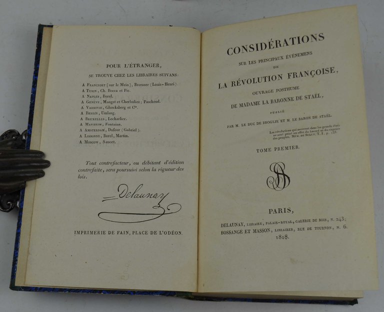 Considérations sur les principaux événemens de la Révolution françoise, ouvrage …
