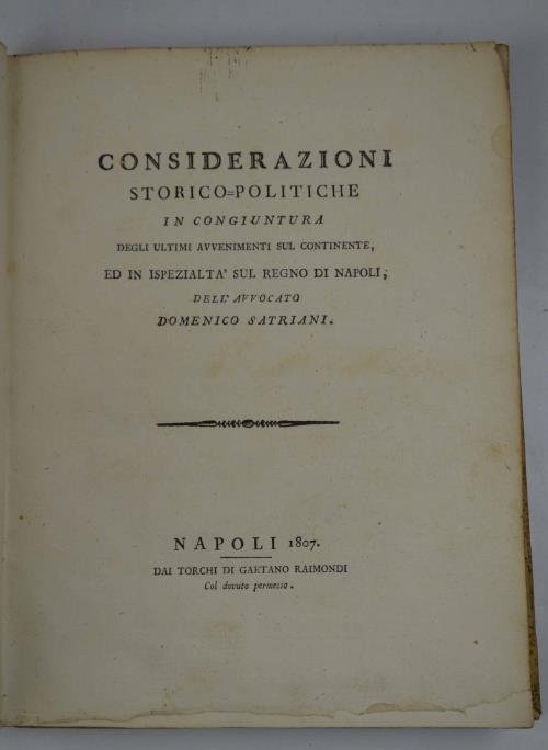 Considerazioni storico-politiche in congiuntura degli ultimi avvenimenti sul continente, ed …