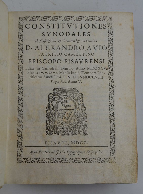 Constitutiones synodales… Editae in Cathedrali Templo Anno 1696…