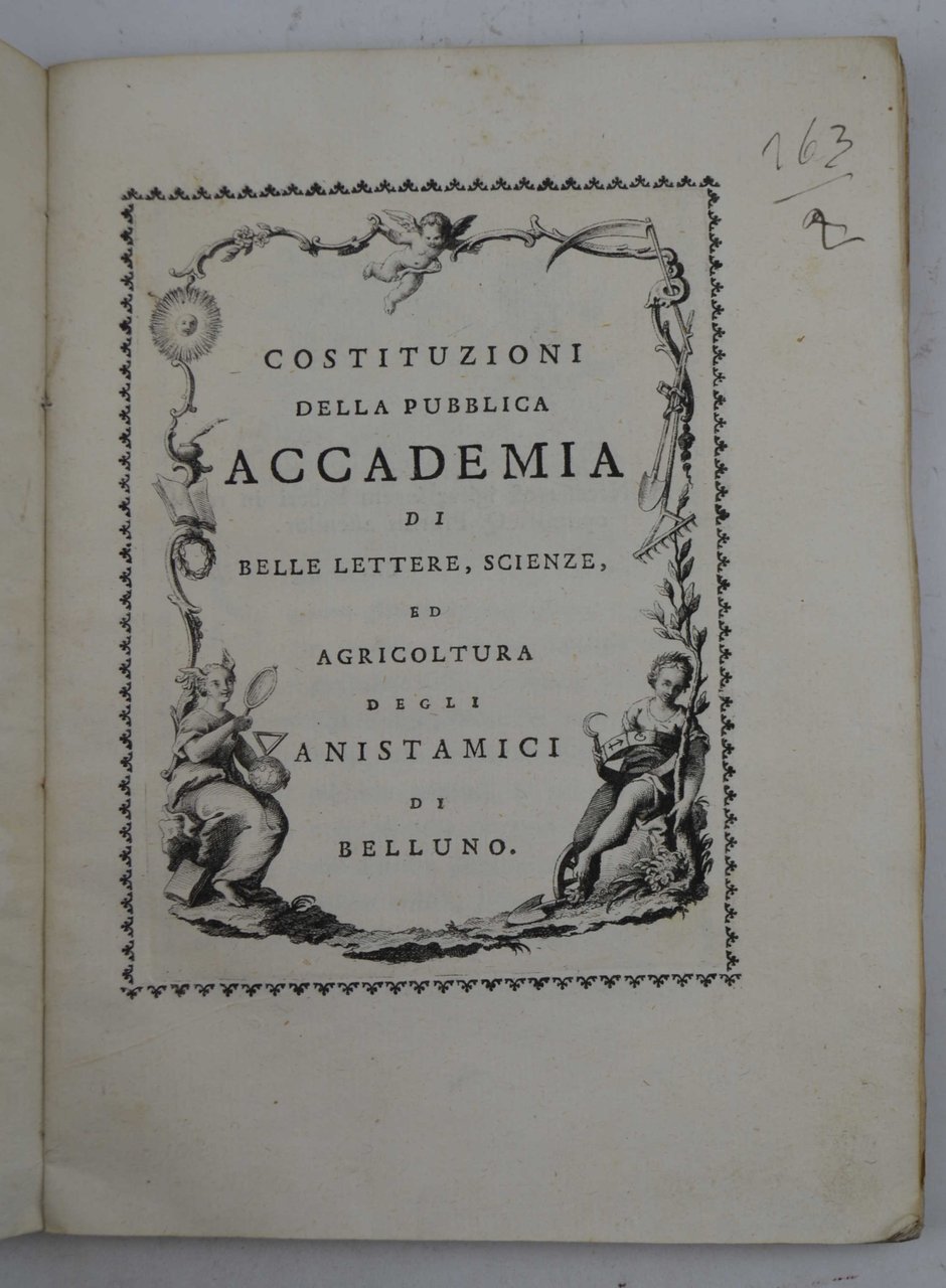 Costituzioni della Pubblica Accademia di Belle Lettere, Scienze, ed Agricoltura …