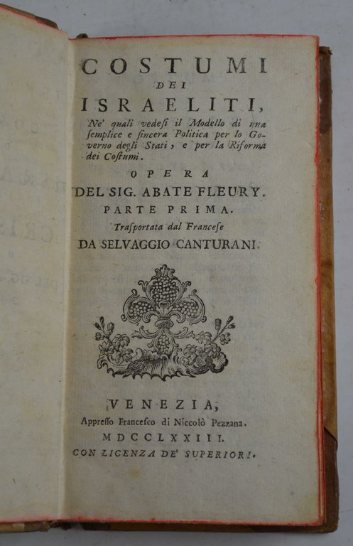 Costumi dei Israeliti, ne' quali vedesi il Modello di una …