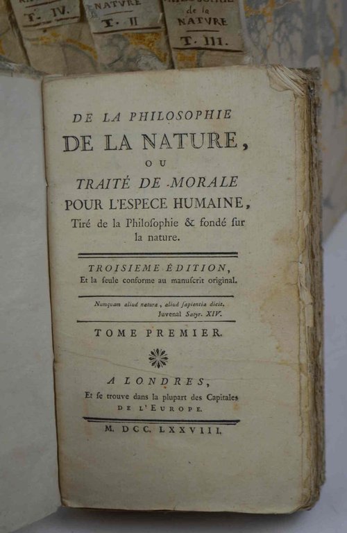 De la Philosophie de la Nature, ou traité de Morale …