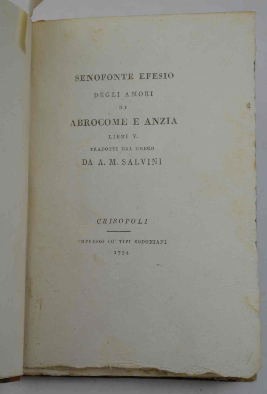 Degli amori di Abrocome e Anzia. Libri V. Tradotti dal …