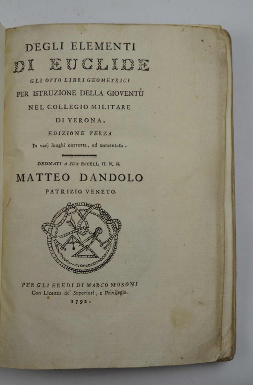 Degli elementi… Edizione terza in varj luoghi corretta, ed aumentata.