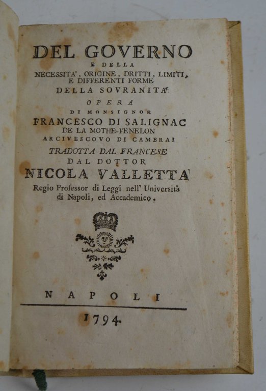 Del governo e della necessità, origine, diritti, limiti, e differenti …