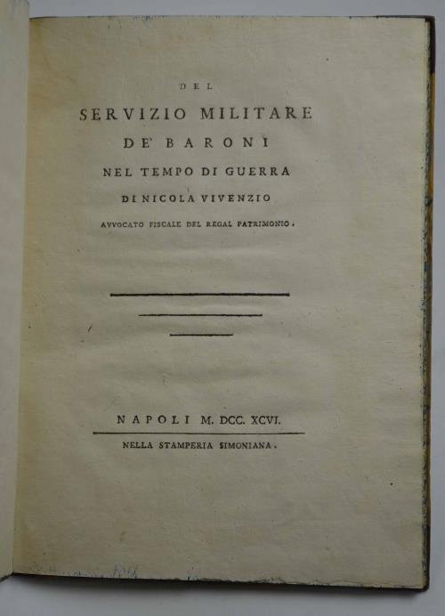 Del servizio militare de' Baroni nel tempo di guerra…