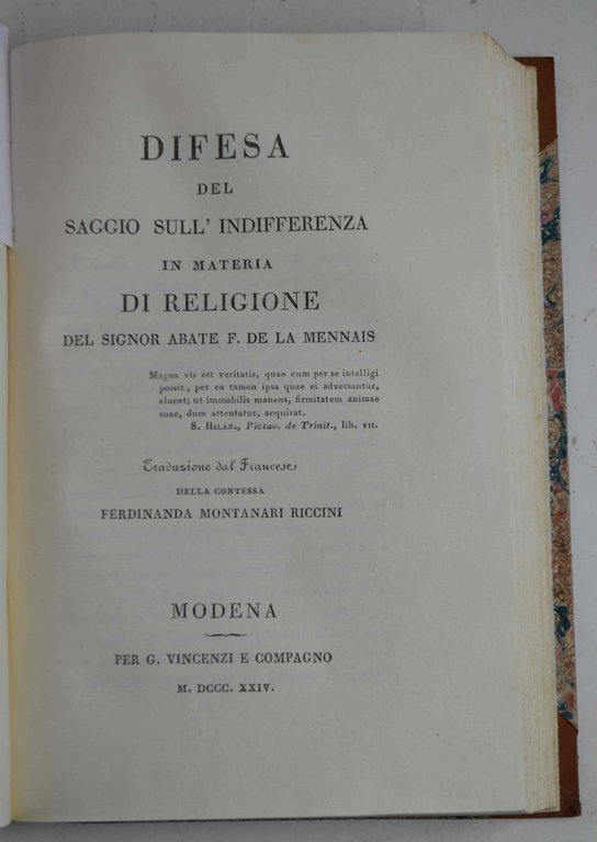 Della Religione considerata nelle sue relazioni coll'ordine politico e civile... …