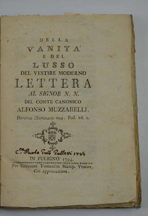 Della vanità e del lusso del vestire moderno. Lettera al …