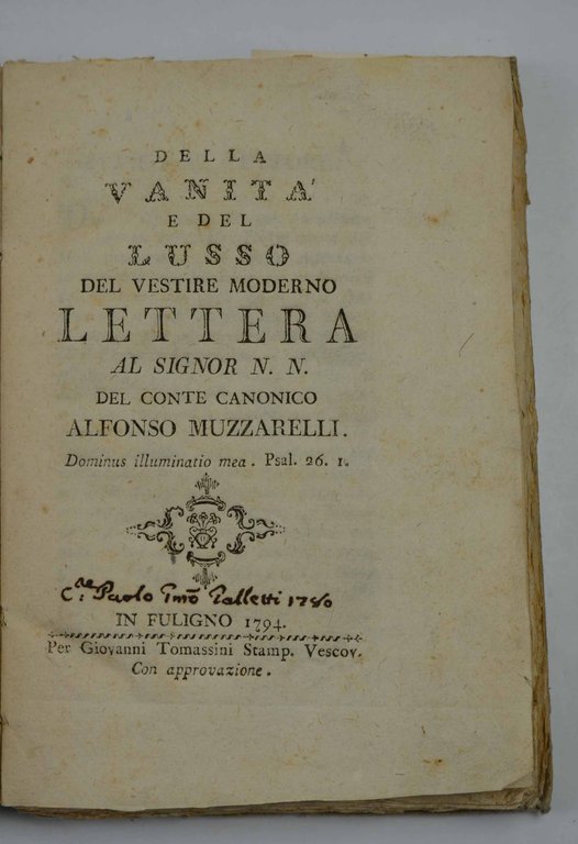 Della vanità e del lusso del vestire moderno. Lettera al …