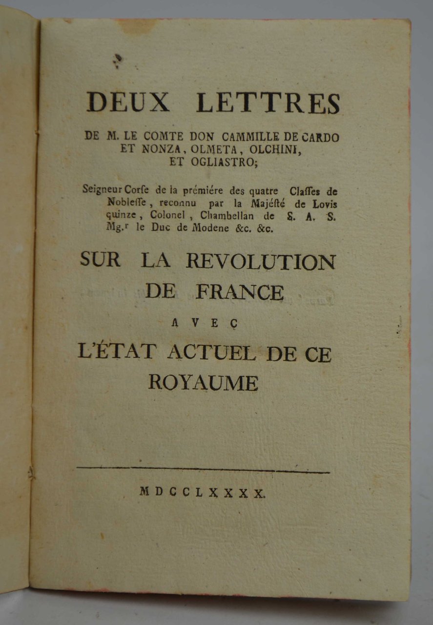 Deux lettres de M. Le Comte Don Cammille de Cardo …