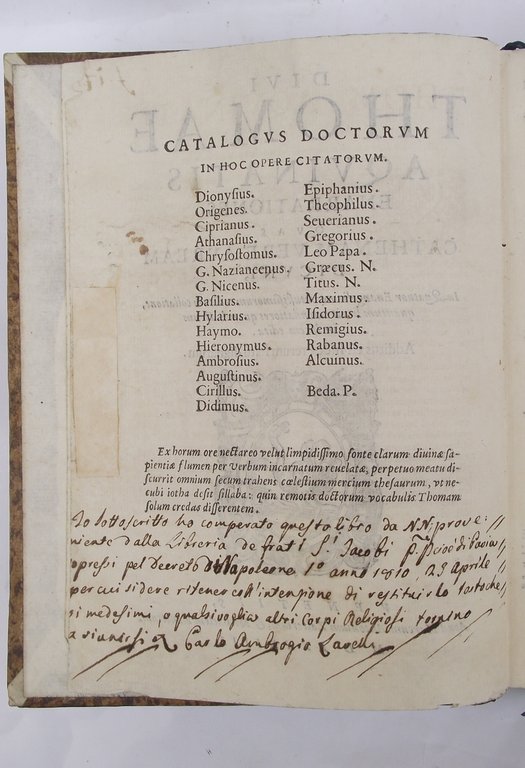 Divi Thomae Aquinatis Enarrationes, quas Cathenam vere auream dicunt, in …