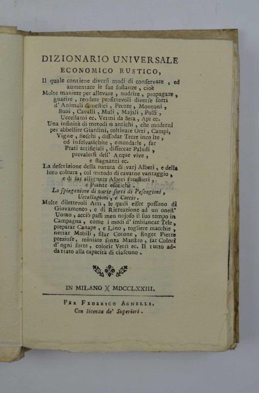 Dizionario universale economico rustico, il quale contiene diversi modi di … | Immagine Gallery 3