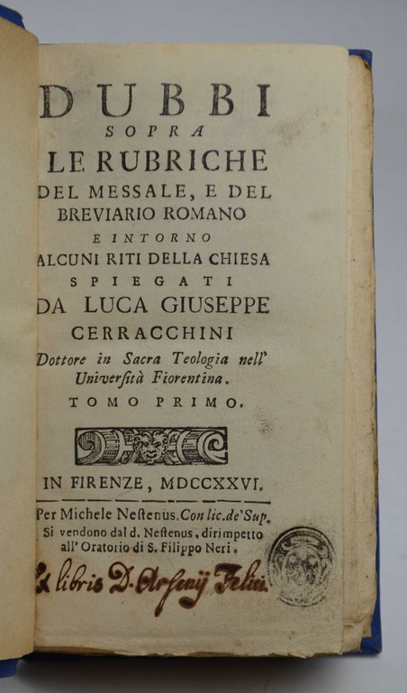 Dubbi sopra le rubriche del Messale, e del Breviario Romano …