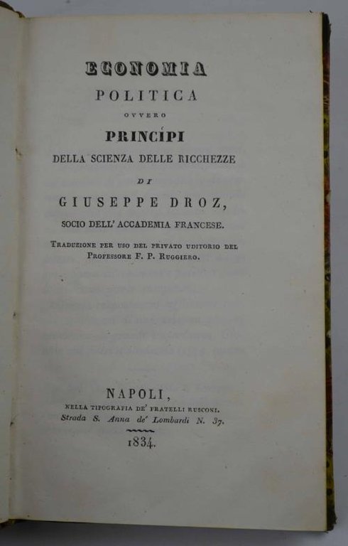 Economia politica ovvero principi della scienza delle ricchezze… Traduzione per … | Immagine Gallery 6