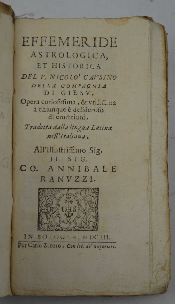 Effemeride astrologica, et historica... Opera curiosissima, et utilissima à chiunque … | Immagine principale