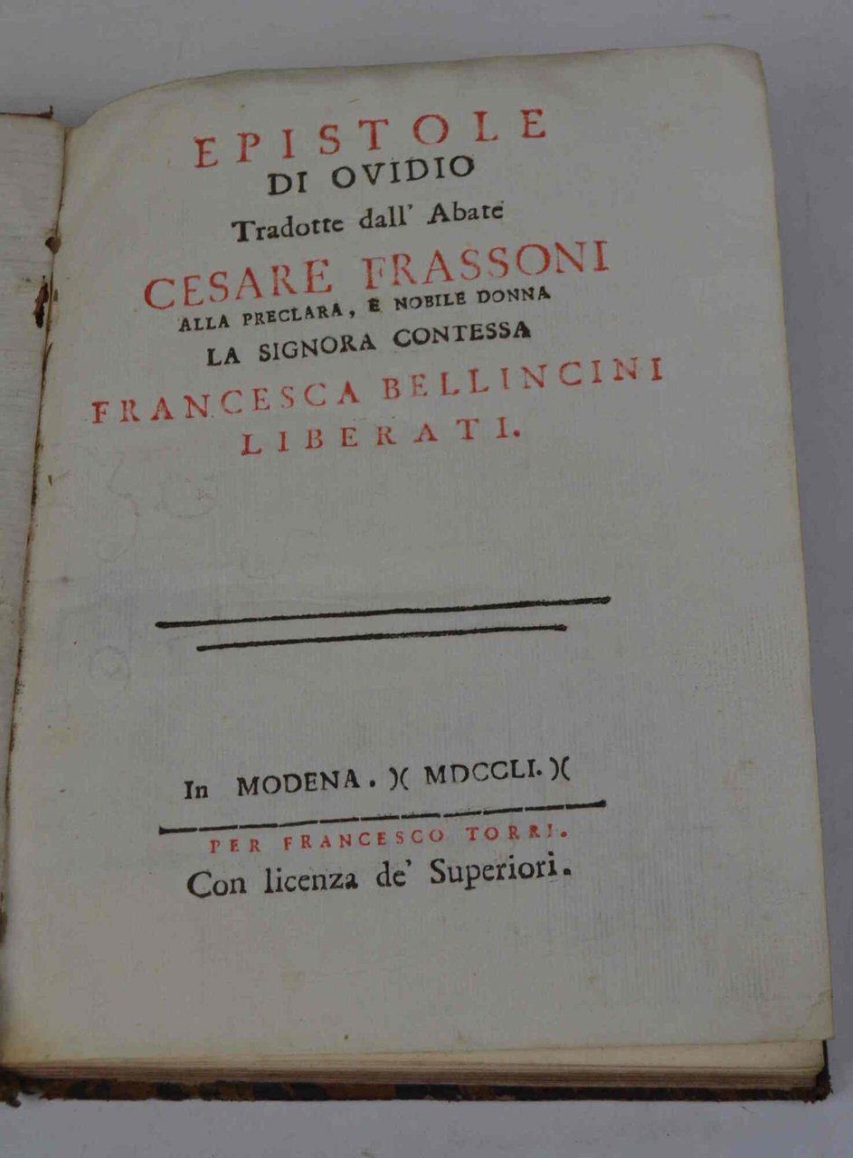 Epistole... Tradotte dall'Abate Cesare Frassoni alla preclara, e nobile donna …