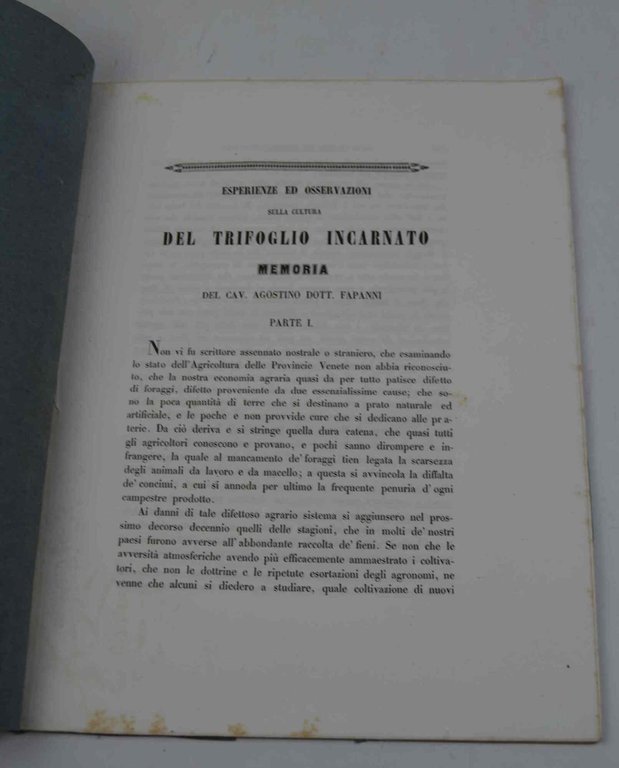 Esperienze ed osservazioni sulla cultura del trifoglio incarnato. Memoria...