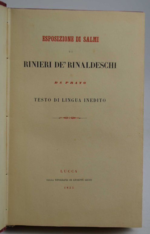 Esposizione di Salmi. testo di lingua inedito.