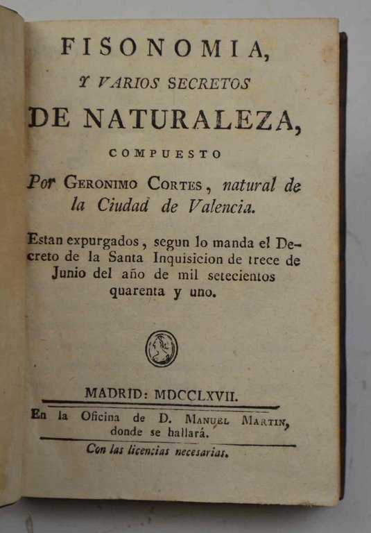 Fisonomia y varios secretos de naturaleza...