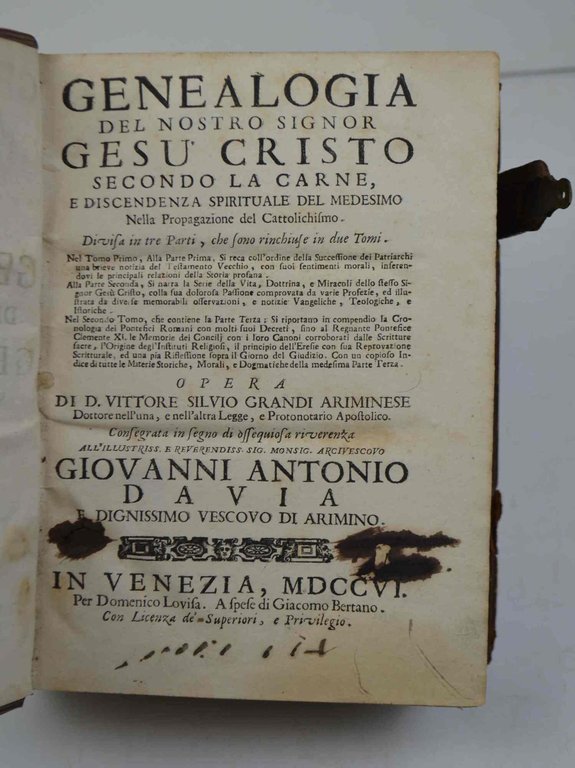 Genealogia del nostro signor Gesu Cristo secondo la carne, e …