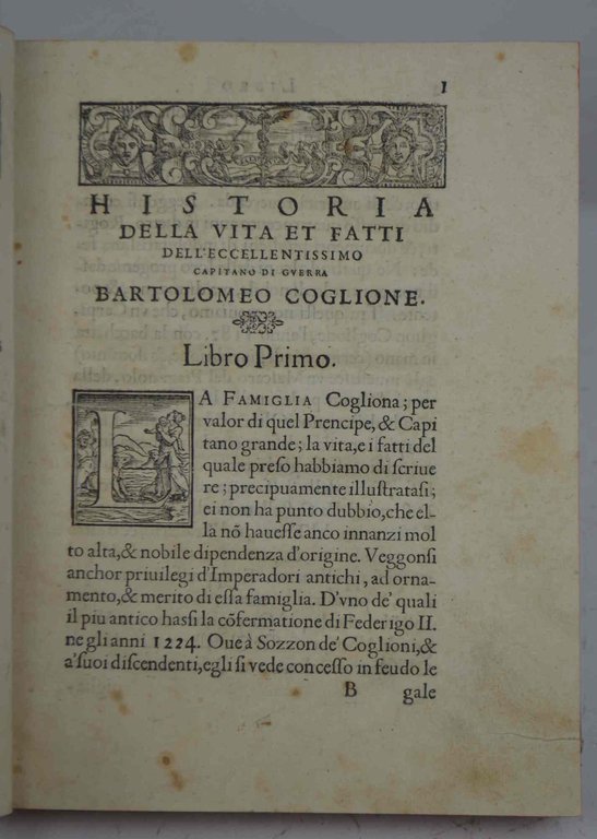 Historia della vita, et fatti dell'Eccellentissimo capitano di guerra Bartolomeo …
