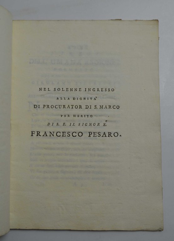 I pregi dell'umana ragione. Poemetto...