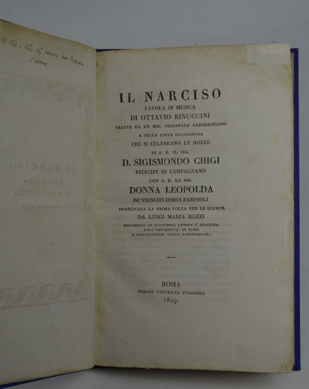 Il Narciso favola in musica tratta da un mss. originale …