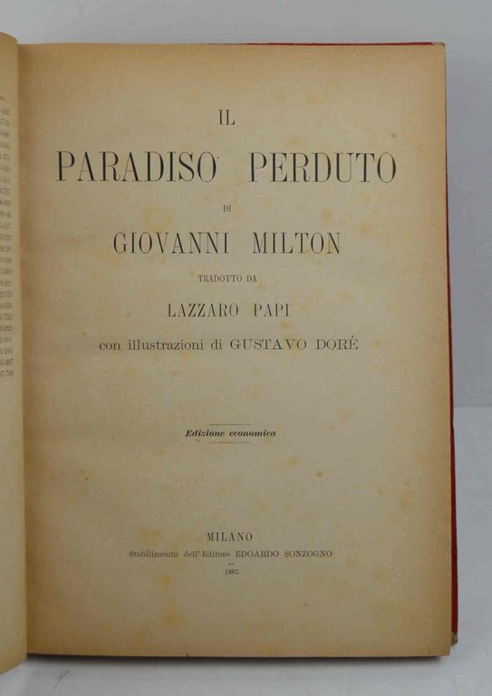 Il paradiso perduto… tradotto da Lazzaro Papi con illustrazioni di …