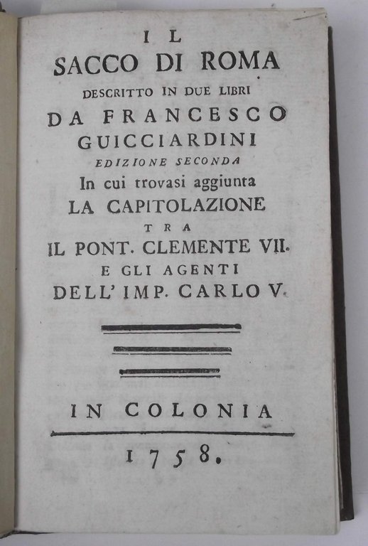 Il sacco di Roma descritto in due libri… Edizione seconda …