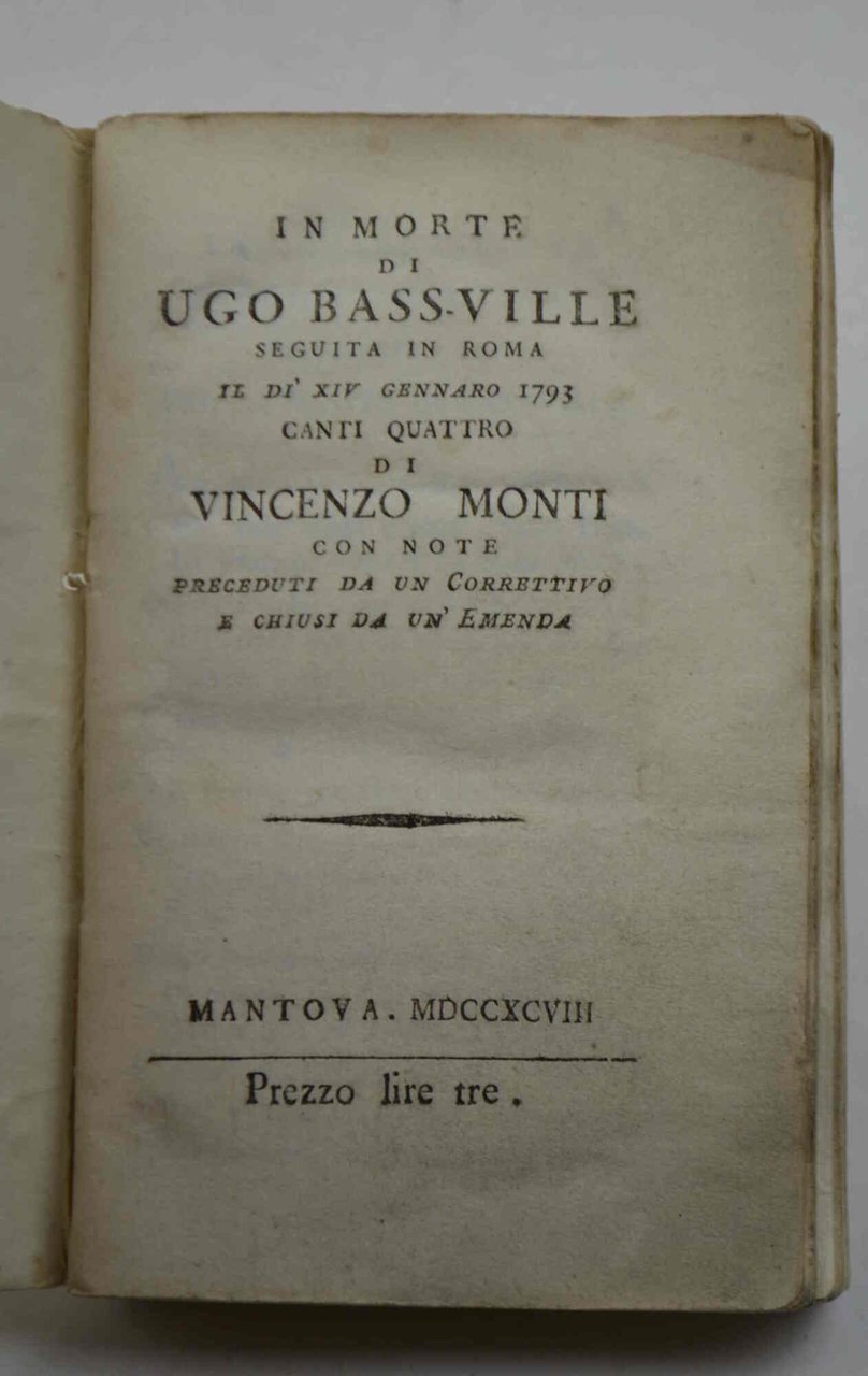 In morte di Ugo Bass-ville seguita in Roma il di …