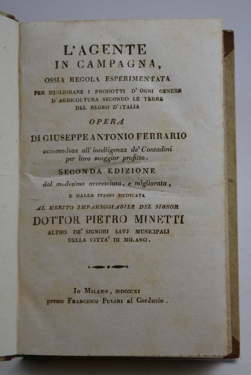 L'Agente in campagna ossia regola esperimentata per migliorare i prodotti …