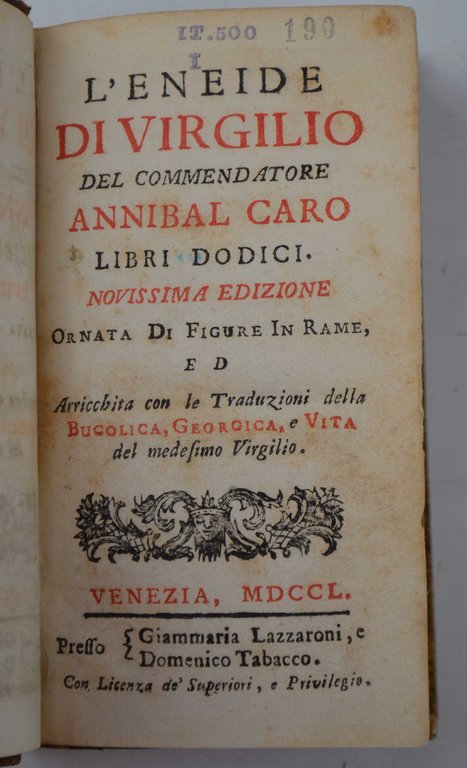 L'Eneide... del commendator Annibal Caro libri dodici. Novissima edizione ornata …