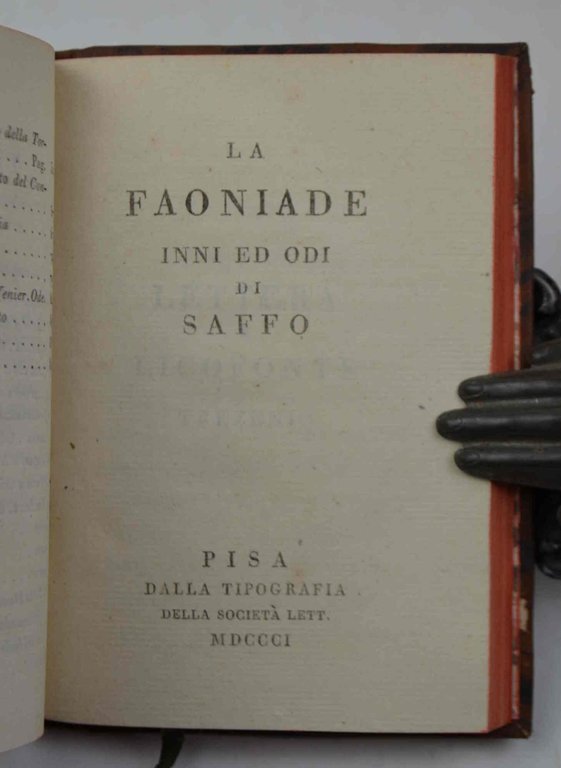 La Faoniade. Inni ed odi di Saffo.
