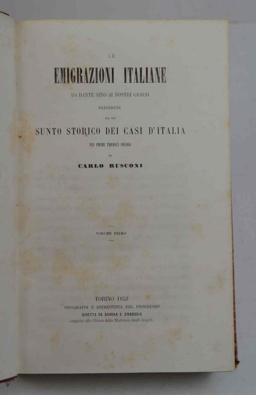 Le emigrazioni italiane da Dante sino ai giorni nostri precedute … | Immagine Gallery 2