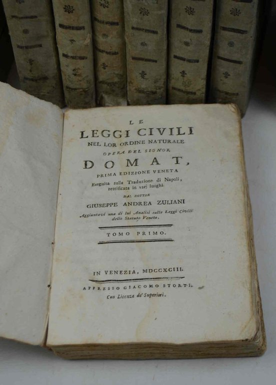 Le leggi civili nel lor ordine naturale... Prima edizione veneta …