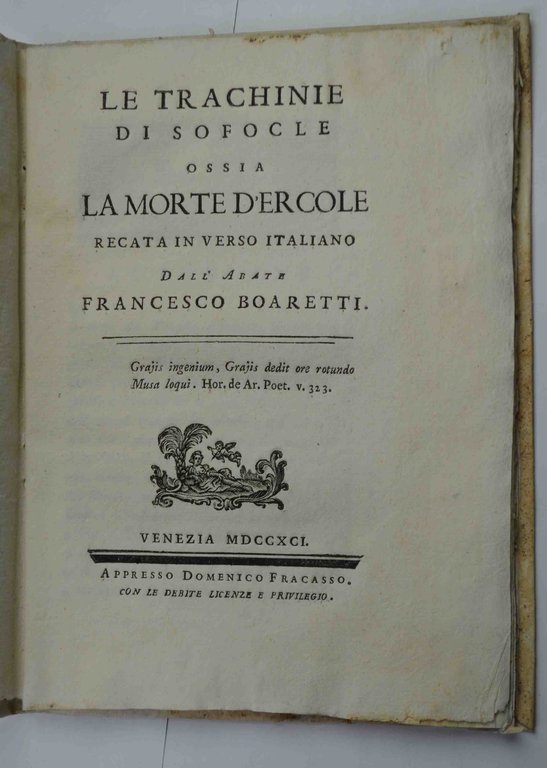 Le Trachinie ossia la morte d'Ercole... recata in verso italiano …