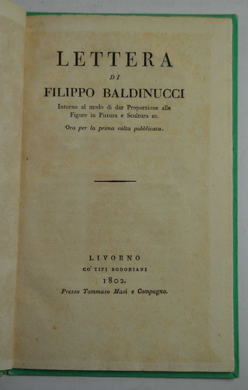 Lettera… intorno al modo di dar Proporzione alle Figure in …