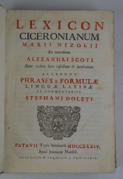 Lexicon Ciceronianum. ex recensione Alexandri Scoti nunc crebris locis refectum …