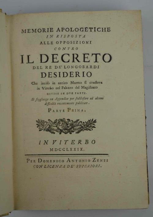 Memorie apologetiche in risposta alle opposizioni contro il Decreto del …