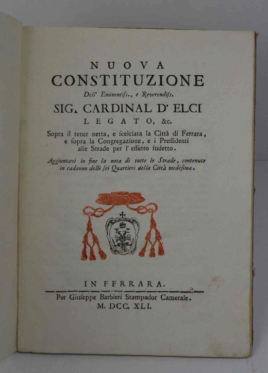 Nuova constituzione Del... sig. Cardinal D'Elci ... Sopra il tener … | Immagine Gallery 2