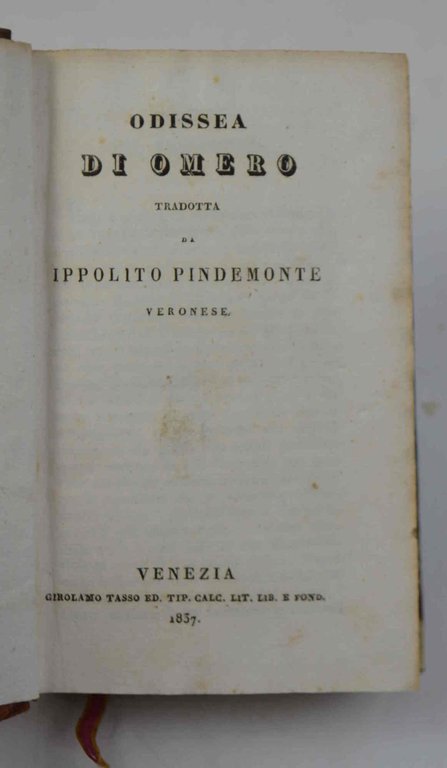 Odissea... tradotta da Ippolito Pindemonte.