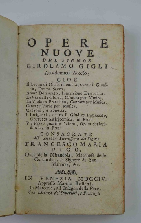Opere nuove… consacrate all'Altezza Serenissima del Signor Francesco Maria Pico …