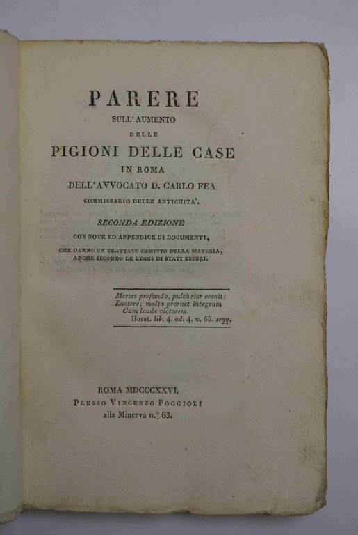 Parere sull'aumento delle pigioni delle case in Roma... Seconda edizione … | Immagine Gallery 3
