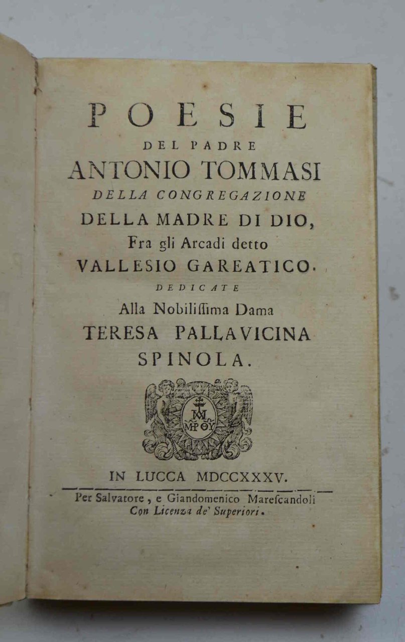 Poesie del padre Antonio Tommasi della congregazione della madre di …