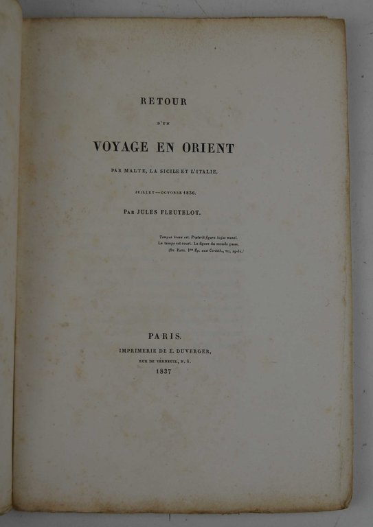 Retour d'un voyage en Orient par Malte, la Sicile et …