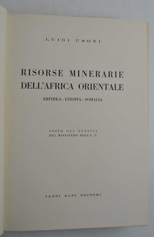 Risorse minerarie dell'Africa orientale. Eritrea-Etiopia-Somalia.